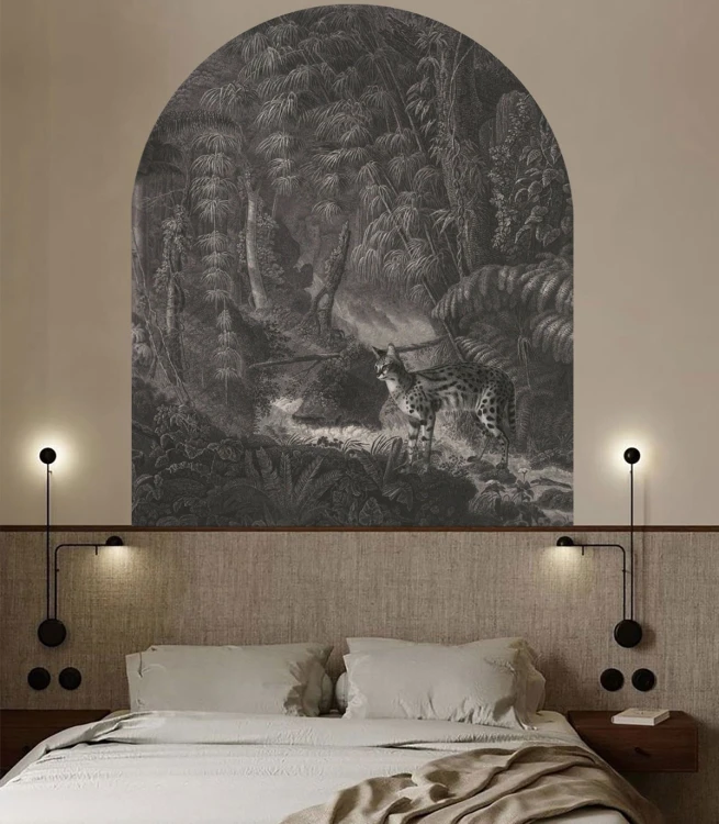 Tapeta w kształcie łuku Arch Palms and cats Wallcolors ARCH-9146