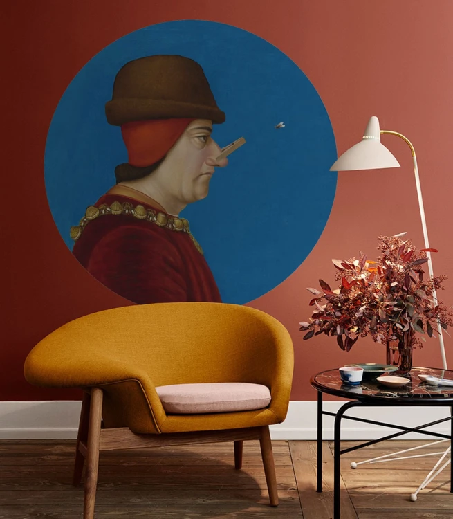 Tapeta w kształcie koła Dots Man with Clip blue Wallcolors DOT-8722