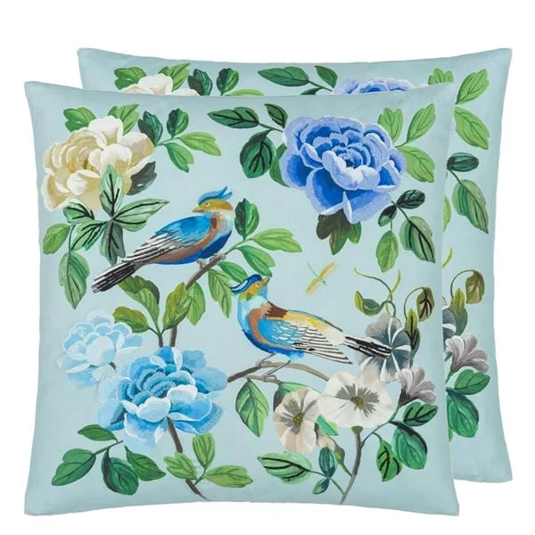 Miraflores Cobalt Embroidered Cushion 50 x 50cm