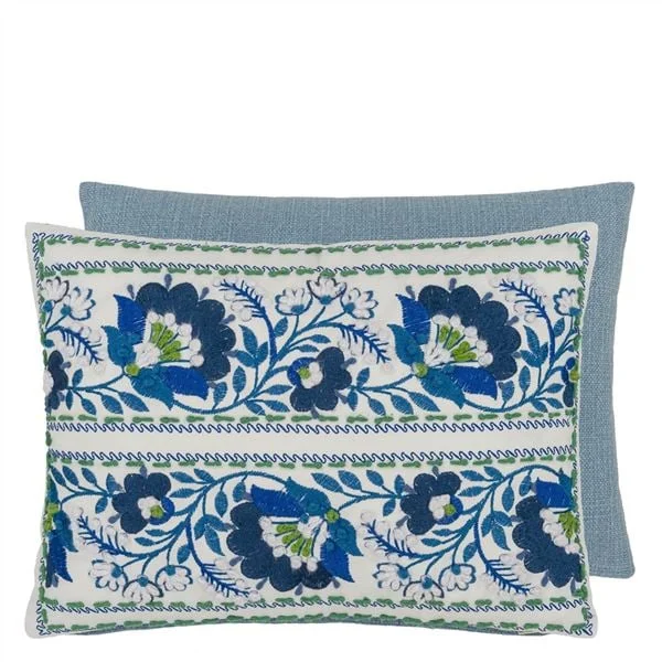 Enamel Flower Indigo Cushion 40 x 30cm CCDG1592