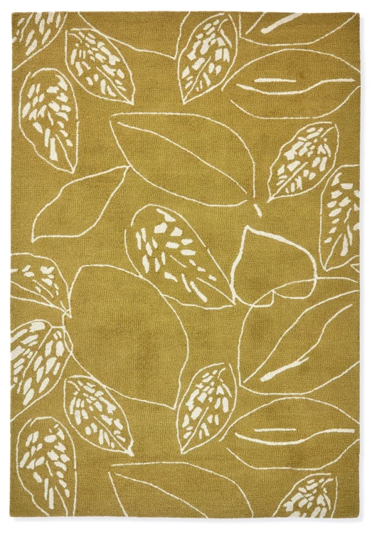 Żółty Dywan z Roślinnym Wzorem - ORTO CITRUS 125406
