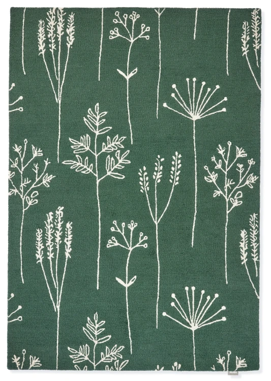 Zielony Dywan z Beżowym Roślinnym Wzorem - STIPA FOREST 126407