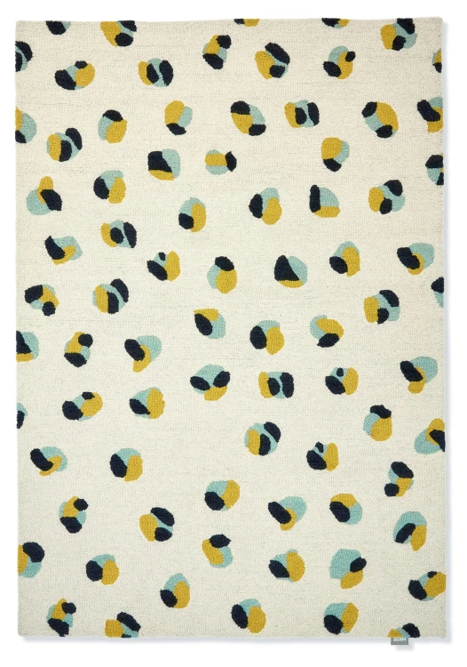 Beżowy Dywan w Żółto Miętowo Czarne Cętki - LEOPARD DOTS 125906