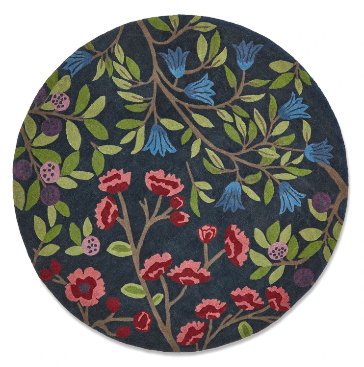 Okrągły Dywan Kolorowy z Roślinnym Wzorem – FORAGING INDIGO ROUND 146618