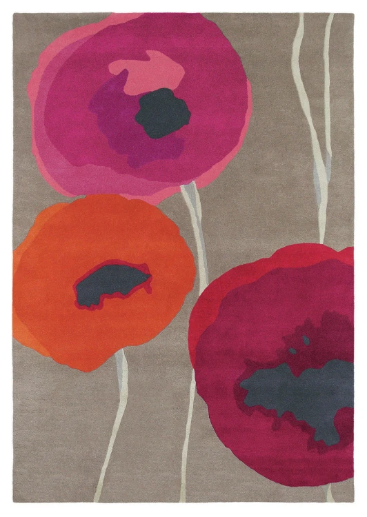 Czerwono Beżowy Dywan w Kwiaty – POPPIES RED ORANGE 45700