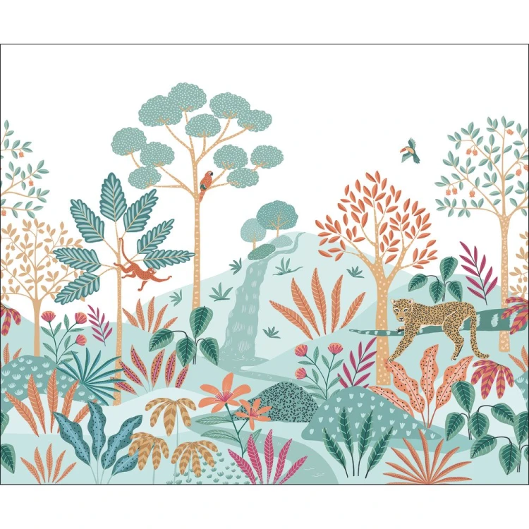 Mural ENCHANTED JUNGLE VERT Caselio 104827307, 104827308, 104827309