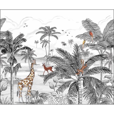 Mural LE MONDE DE LA JUNGLE NOIR S 300X250 Caselio 105789007, 105789008 1