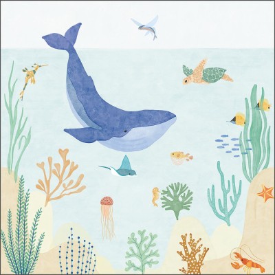 Mural LE MONDE DE LA MER MULTICOULEURS S 250X250 Caselio 105666001, 105666006 1
