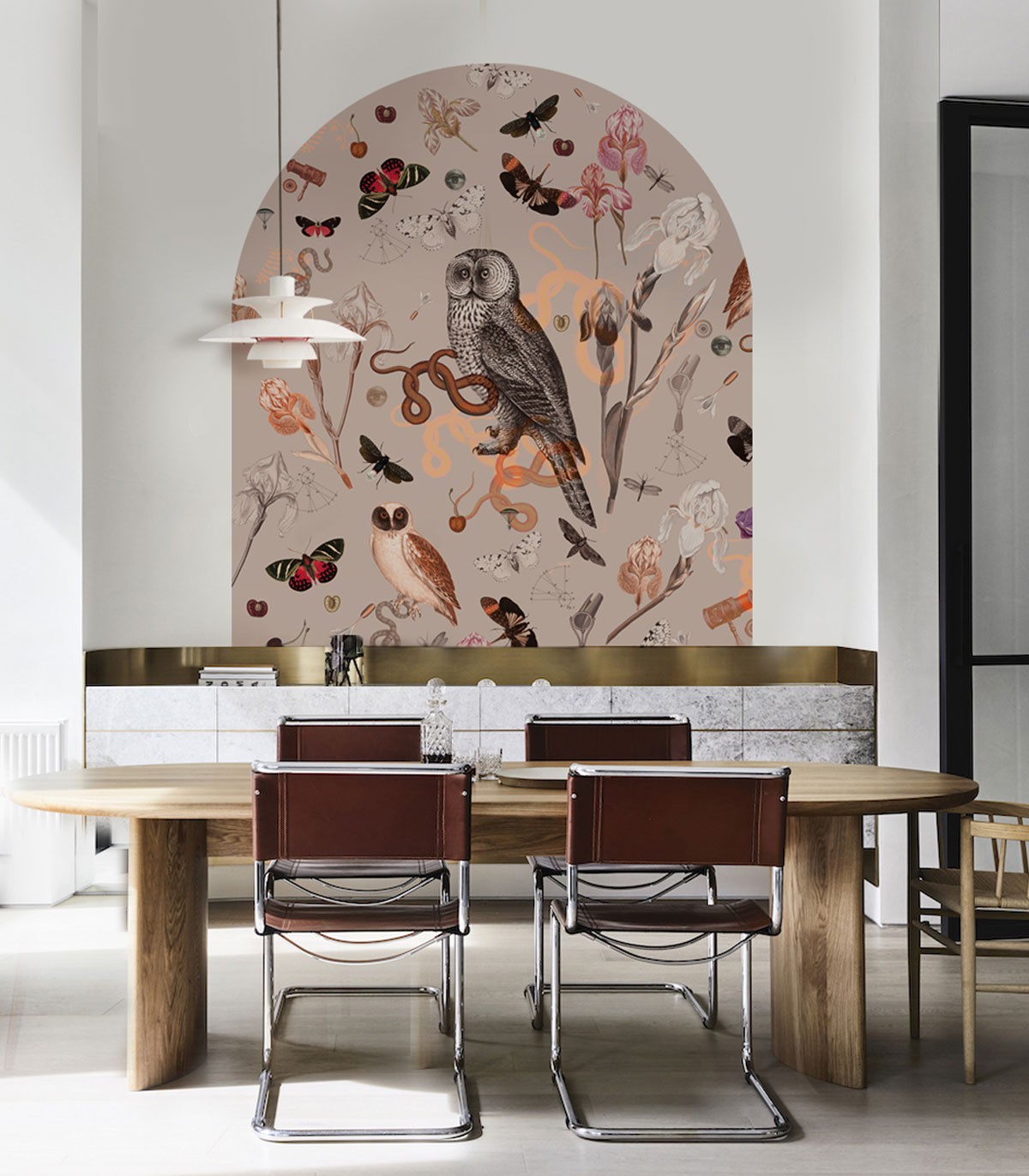 Tapeta w kształcie łuku Arch Pink Owls Wallcolors ARCH-9149