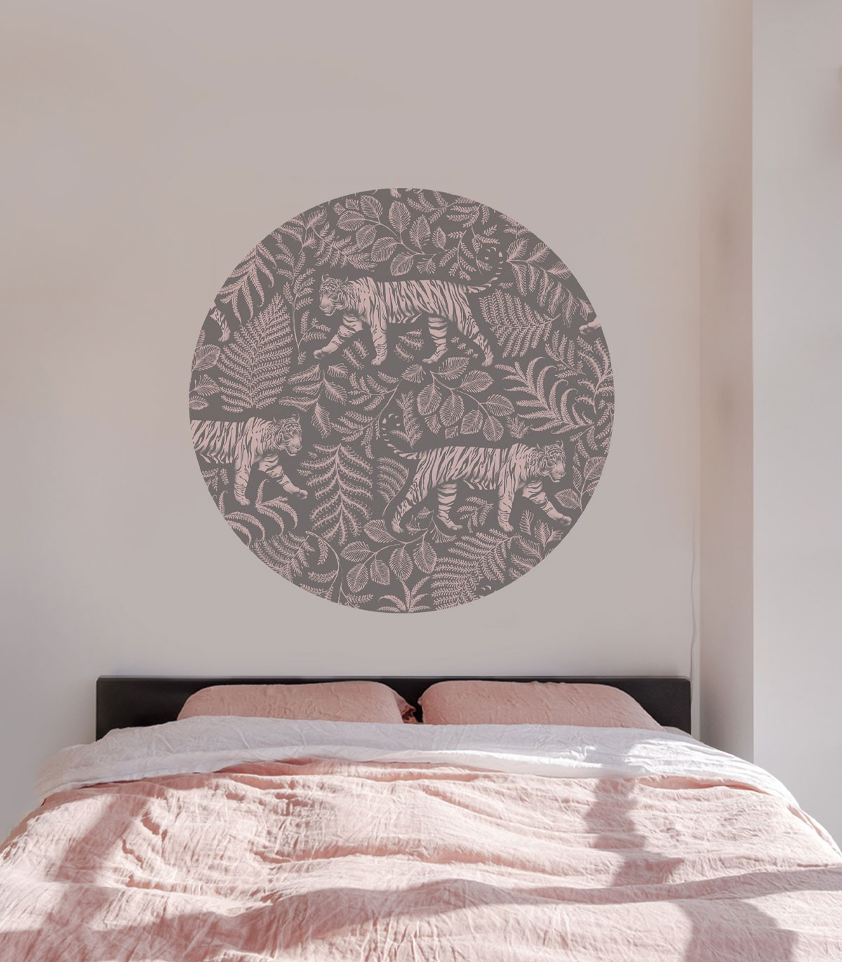 Tapeta w kształcie koła Dots Camouflaged Tiger Gray Pink Wallcolors DOT-9126