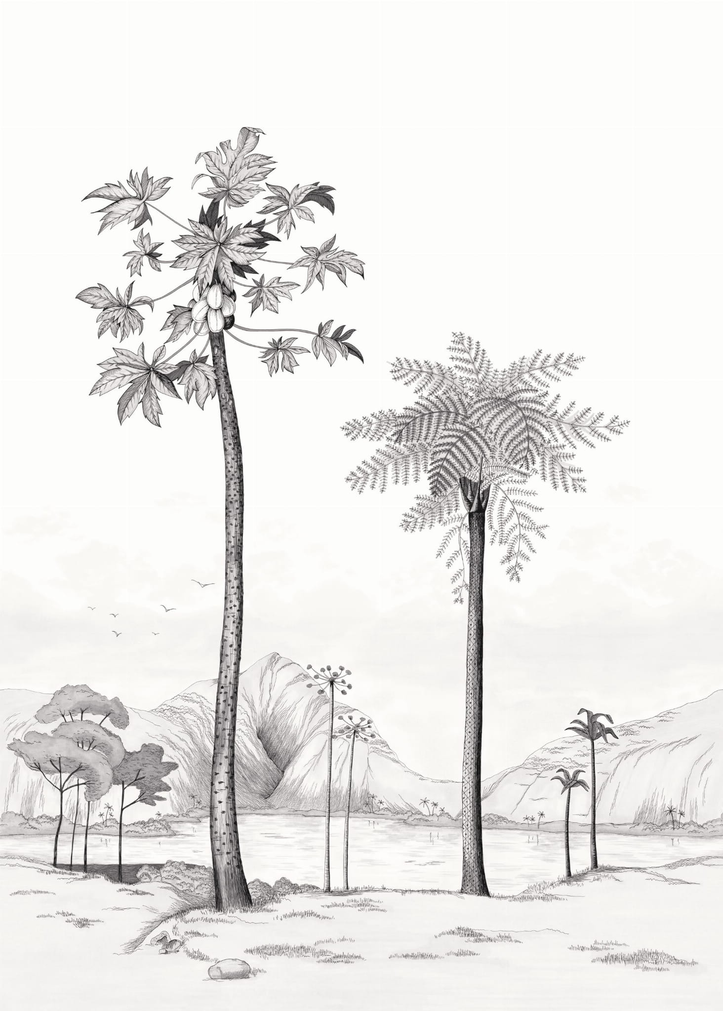 Mural PANORAMIQUE LAGUNA NOIR ET BLANC Casadeco 84379353