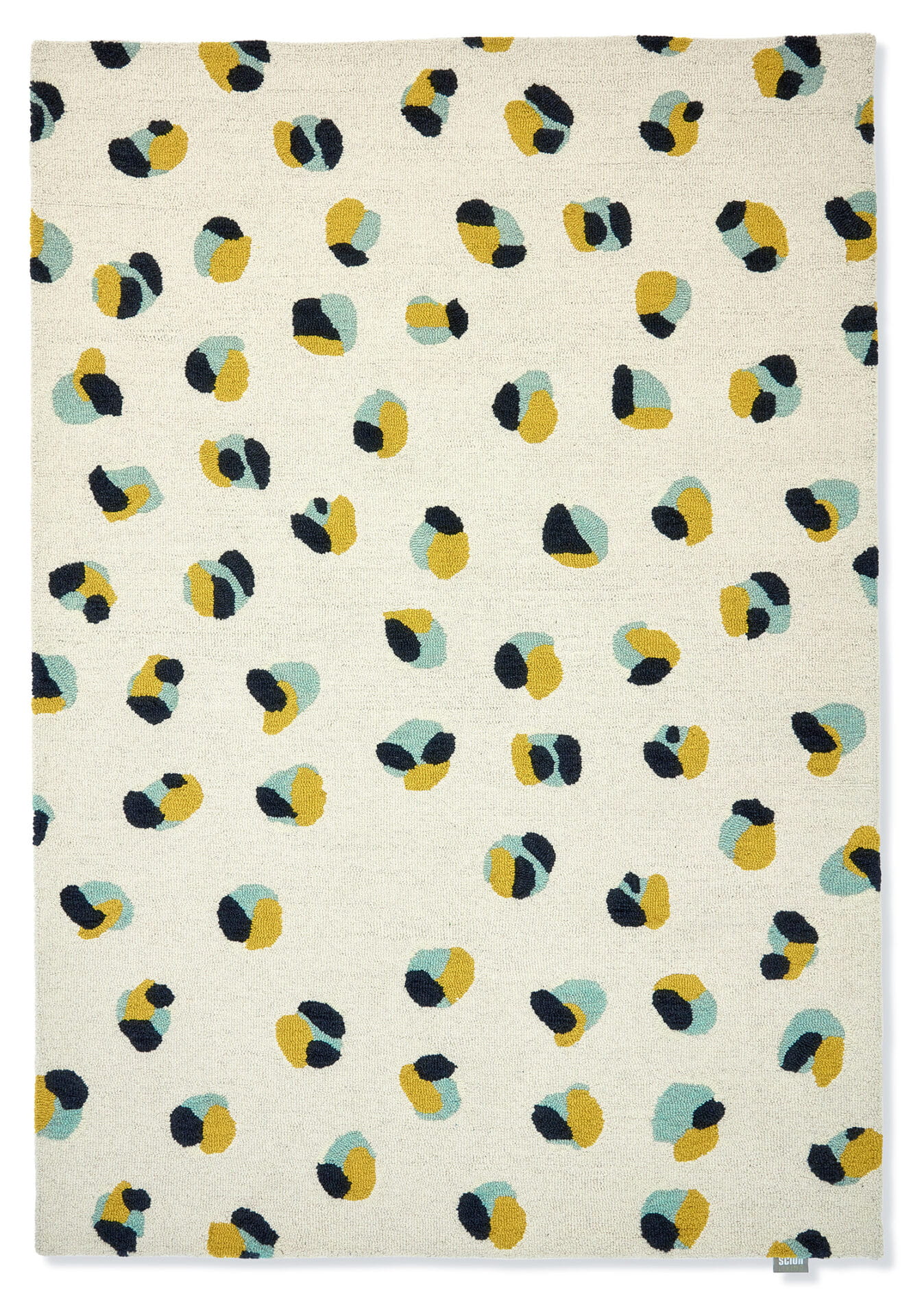 Beżowy Dywan w Żółto Miętowo Czarne Cętki - LEOPARD DOTS 125906