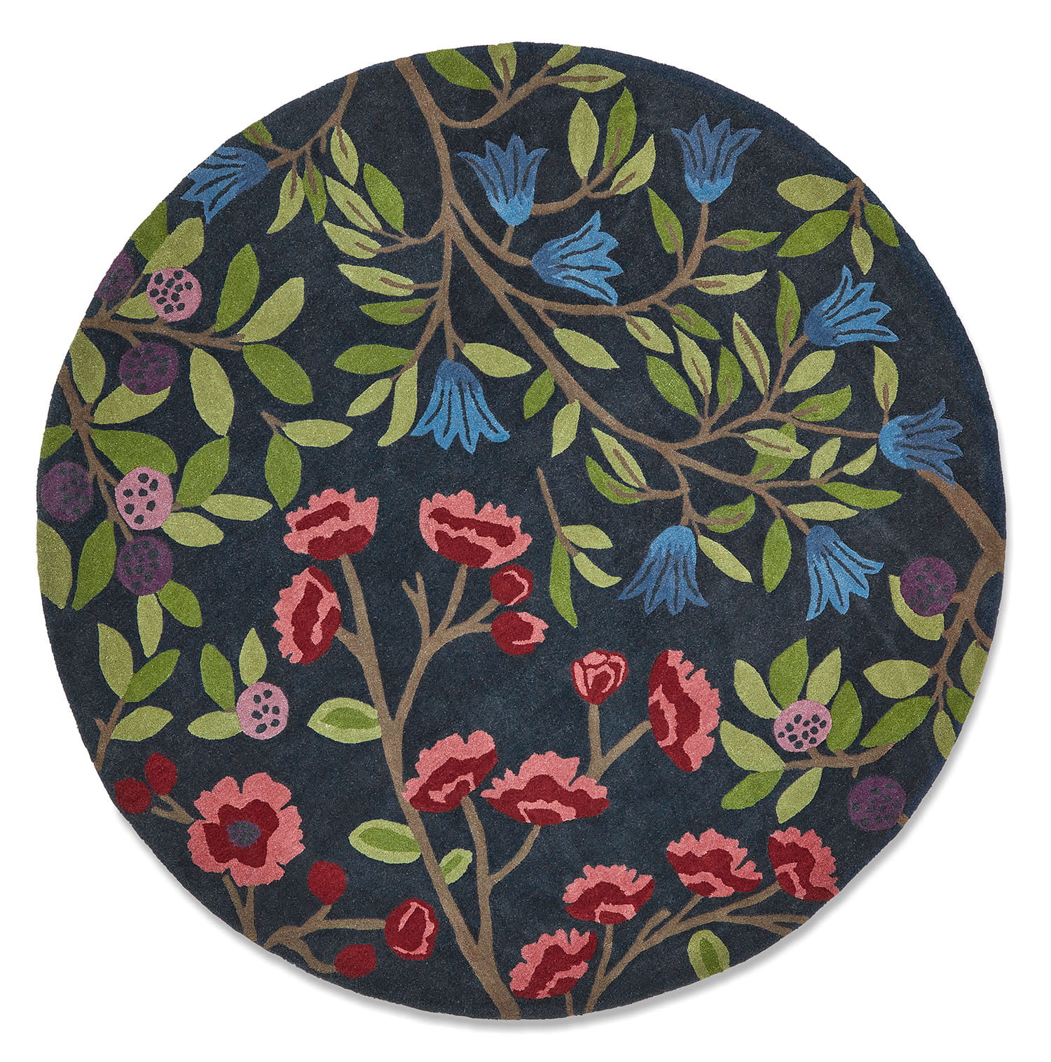 Okrągły Dywan Kolorowy z Roślinnym Wzorem – FORAGING INDIGO ROUND 146618