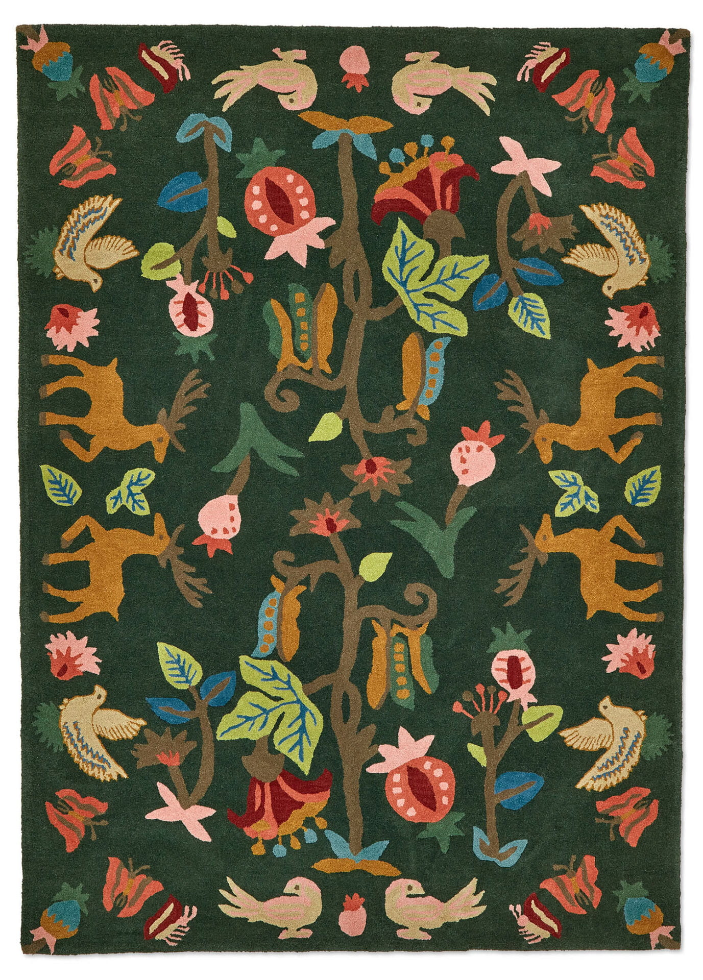 Dywan Kolorowy z Roślinnym Wzorem – FOREST OF DEAN FOREST GREEN 146907