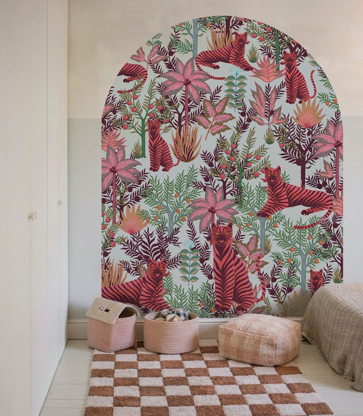 Tapeta w kształcie łuku Arch Gold Tigers Pink Wallcolors ARCH-9314